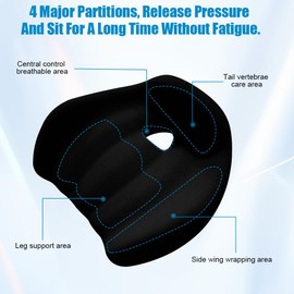 ICDLTJ Office Chair Cushion, Memory Foam Cushion, Hollow Breathable Office Chair Pad Provides Comfortable Support and Relieves Waist Pressure with Non-Slip Base, Washable Cover