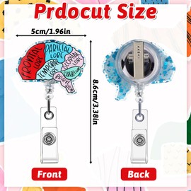 TIESOME 3 PCS Brain Nurse Badge Reel, Retractable Brain Rotatable Organ Flower Clip Name Tag Alligator Clip Hand-Drawn Anatomy Pattern Badges Holder for RN Doctor Nursing Student