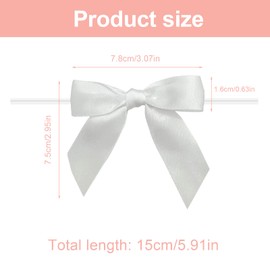 HSUYUN White Bows Decoration, Pack of 50 Gift Bows, Wire Mini Bows, Delicate Small White Bow, for Decoration of Champagne, Gifts and Candy Boxes