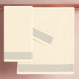 Belizzi Home Ultra Soft Cotton 6 -Piece Hand Towel Set 16x24 Inch, Ideal for use in Bathroom, Kitchen, Gym, Spa & General Cleaning, Compact & Lightweight Multi Purpose Hand Towels - Ivory