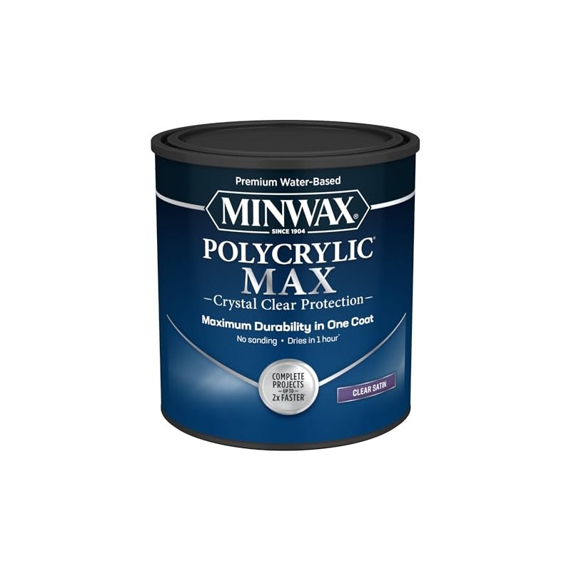 Minwax Polycrylic Max, Satin, Clear, 1 Quart, 611115555