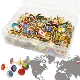 National Flag Push Pins, Pack of 200 National Flag Drawing Pins Decorative World Push Pins Push Pins Country Push Pins with National Flag for Travel World Map Cork, DIY Bulletin Board