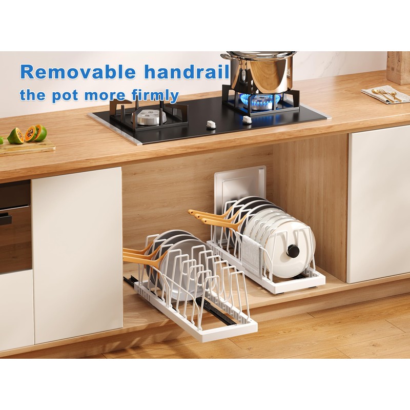 Mustorn 2 Pack Pots and Pans Organizer Under Cabinet, 21.6"