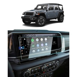 For 2025 Jeep Wrangler Screen Protector -2024 2025 Wrangler Accessories (Sport/Sport S/Willys/Sahara/Rubicon/Rubicon X) 9H Tempered Glass 12.3 Inch Navigation Touchscreen Anti-Scratch High Sensitivity