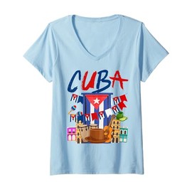 Womens Cuban Flag Outfit Ideas For Women & Cubana Latino Heritage V-Neck T-Shirt