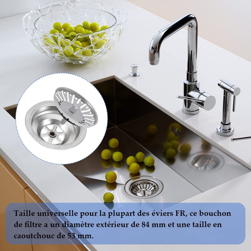 Pack of 2 Universal Sink 84 mm Strainer Basket Drain