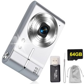 HeiLuon Camara Fotografica Digital para Niños FHD 1080P 50MP con Tarjeta 64GB, Zoom 16X, Anti-Shake, Disparo Continuo – Camara Digital Digicam Regalo 