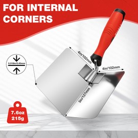 SHALL Stainless Steel Corner Trowel Set, Inner & Outer Angled Trowels for Plastering and Edging, Professional Hand Tool for Home & Industrial Use