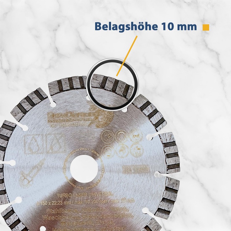 Diamond Cutting Disc Concrete Laser Turbo Universal 150 mm x