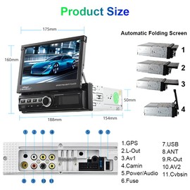 Hikity Single Din Touchscreen Car Stereo 7 Inch Touch Screen Car Radio, Automatic Flip Out Sceen Car Stereo with FM Radio, Bluetooth, Mirror Link, EQ, USB/TF/AUX Input, SWC, Backup Cam