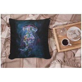 WONDERTIFY Jellyfish Cushion Cover Beautiful Jellyfish Pillowcases for Men Women, Pillow Cover Living Room Farmhouse Colorful 45X45 Cm