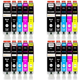 Amaprint 20 XL Cartridges Compatible with Canon PGI 525 CLI 526 Suitable for Pixma IP4850 IP4950 IX6550 MG5140 MG5150 MG5240 MG5250 MG5300 MG5340 MG5350 MX715 MX888 5 MX899 5 US