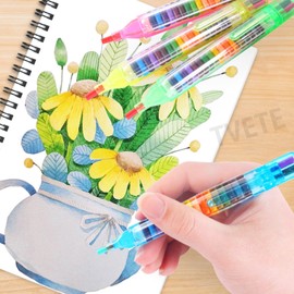 TVETE Crayons Art Crayons Colored Pencils for Kids [2 Pack] 20 Colors Crayons Color Crayons DIY Painting Crayons Student Drawing Kids Gift School Stationery Compact Portable Easy to Use Removable and