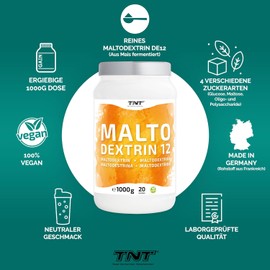 TNT Maltodextrin 12 (1 kg) • 100% Carbohydrate Powder for Sports, Fitness & Bodybuilding