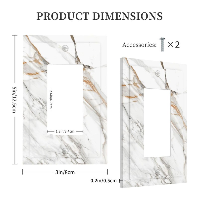ybclf White Grey Marble Light Switch Cover 1 Gang Single
