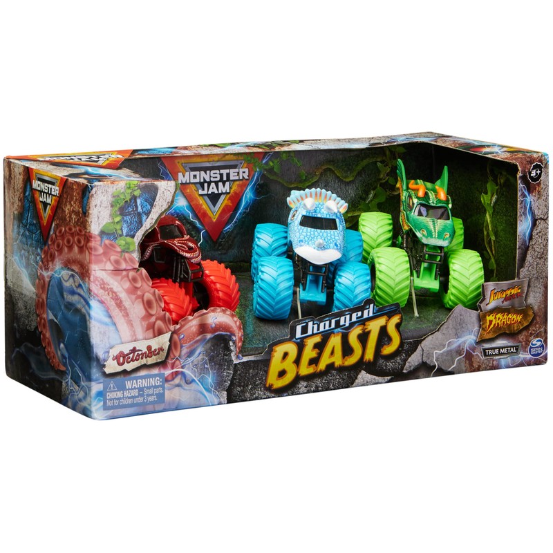 Monster Jam, 3 Pack Charged Beasts (Dragon, Octon8 and Ice