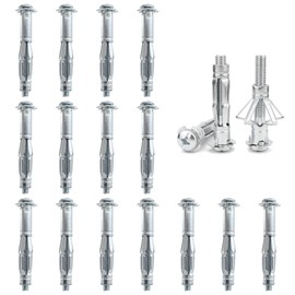 DAIRYCOF Pack of 15 Cavity Dowels, Galvanised Metal, Hollow Wall Dowels, M6 x 65 mm, Expansion Nuts, Cavity Dowels, Thin Fixings for Fixings in Plasterboard (15, M6 x 65 mm)