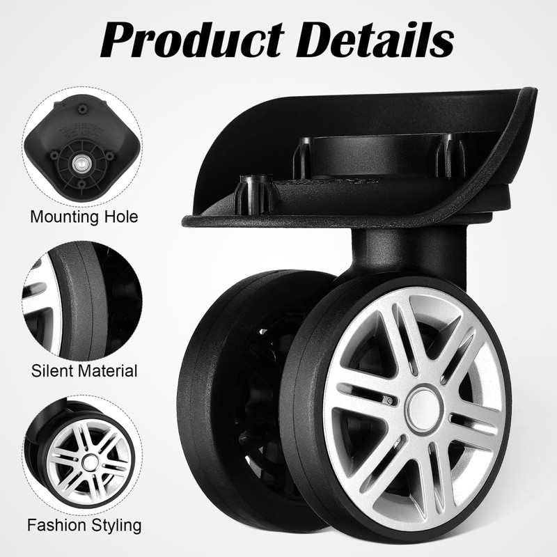 Kisangel Replacement Trolley Case Wheels 4.33 Inch Diameter Universal Suitcase