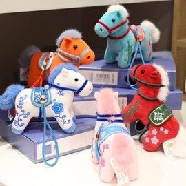 2026 Year of The Horse Mascot Figurine, Chinese Zodiac Horse Pendant Statues Decorations, Collectibles, and Gifts Lucky Feng Shui Hanging Ornament for Car, Bag, Home Décor (Blue White)