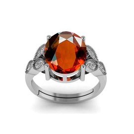 LMDPRAJAPATIS 8.25 Carat Natural AA+ Quality Gomed/Garnet Gemstone German Silver Adjustable Ring For Men And Women, Gemstone, Garnet
