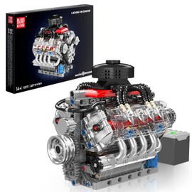 Mould King 10171 Technik V8 Engine Building Blocks Clamping Blocks Engine LSX454 V-8 Engine Kit Clamping Blocks Petrol Engine Model for Car Truck Fans (487 Pieces)