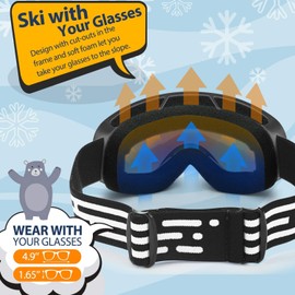 LOEO Kids Ski Goggle, Snow Ski Goggles for Kids Youth Teens Boys Girls age 5-14