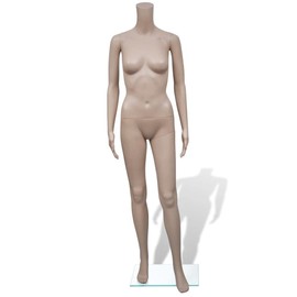 vidaXL Female Mannequin, Full Body Dress Form with Rotatable Arms for Clothing Display, Headless, PE Material, Glass Base, Aluminum Stand, 63.4" Beige