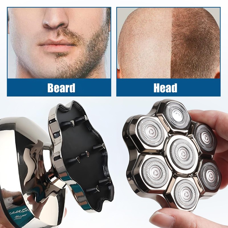 7D Magnetic Razor Head for Universal Head Shaver Men's Waterproof