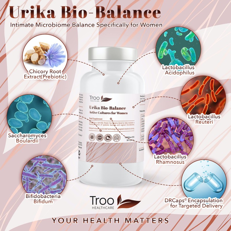 Urika Bio-Balance Vaginal Gut Bacteria Support 60 Capsules - Friendly