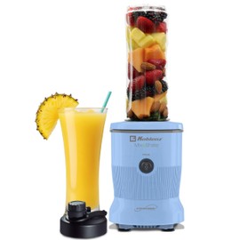 Koblenz Mix&Shake Blender, 20 oz Portable Blender, 600W Motor, Pulse, ON/OFF Functions, Stainless Steel Blades, Shakes, Sauces, Smoothie Maker, (1) 20 oz To-Go Bottle, Blue, MSKM-600 A