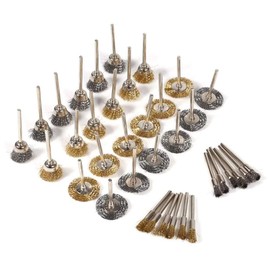 36 Pieces Brass Wire Brush Set, Steel Brass Cleaning Cup Brushes Wire Brush Polishing Wheels Attachment, Polishing Brush Set Rotating Tools (Pen Type + T Type + Bowl Type)