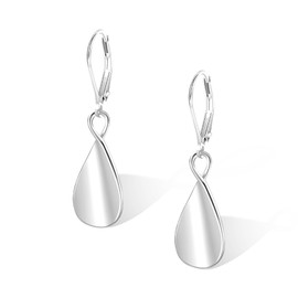 ALEXCRAFT Sterling Silver Teardrop Earrings for Women Silver Leverback Drop Dangle Earrings Jewelry Hypoallergenic Sterling Silver Teardrop Dangle Earring for Women (Silver)