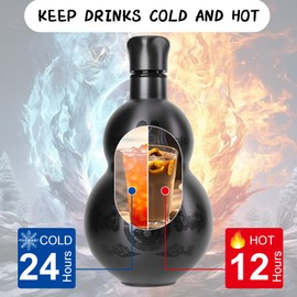 500ml Gourd Water Bottle, Retro Style Vacuum Insulated Cup, 316 Stainless Steel Double Wall Flask for Hot & Cold Drinks, Leakproof Travel Bottle for Hiking, Office, and Daily Use