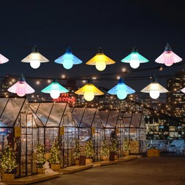 ooLALoo 16.4FT Outdoor String Lights Plug in, 10 LED Waterproof Patio String Lights with Clear Shade, S14 Bulb Outside Hanging Light for Camping, Garden, Deck, Backyard, Outside - Multicolor