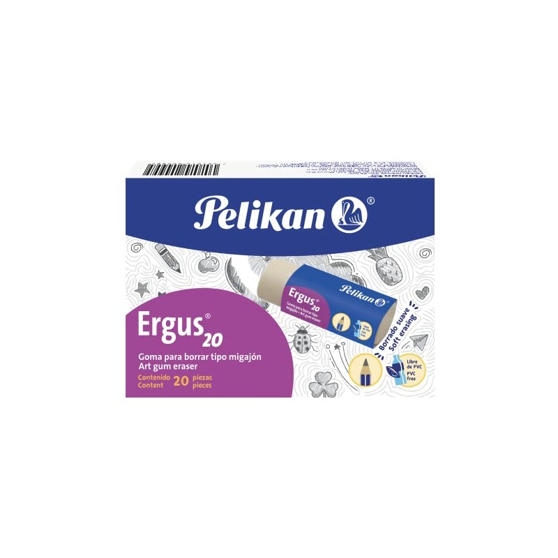 Pelikan Goma de Borrar Ergus 20 con 20 Piezas