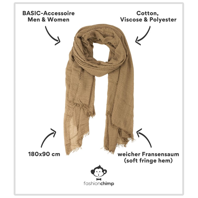Fashionchimp® Women's Basic Scarf in Trendy Colours with Soft Fringed