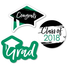 Big Dot of Happiness Green 2025 Graduation Party - DIY Shaped Cut-Outs - 24 Count