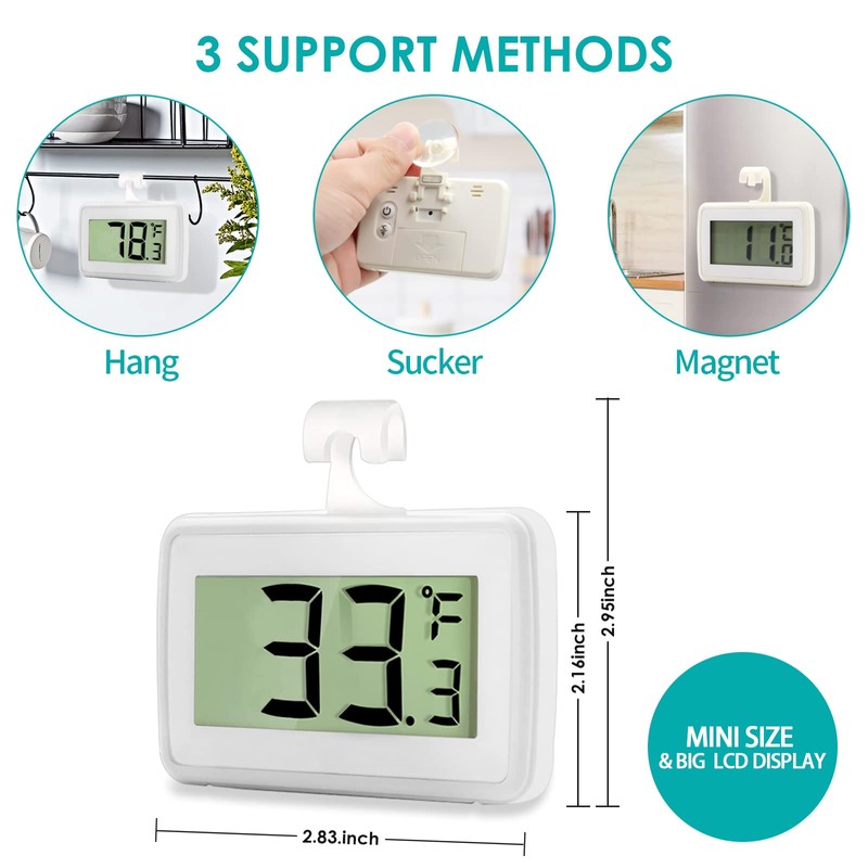 Fridge Thermometers Digital Refrigerator Thermometer, Waterproof Freezer Digital Fridge Thermometer,High