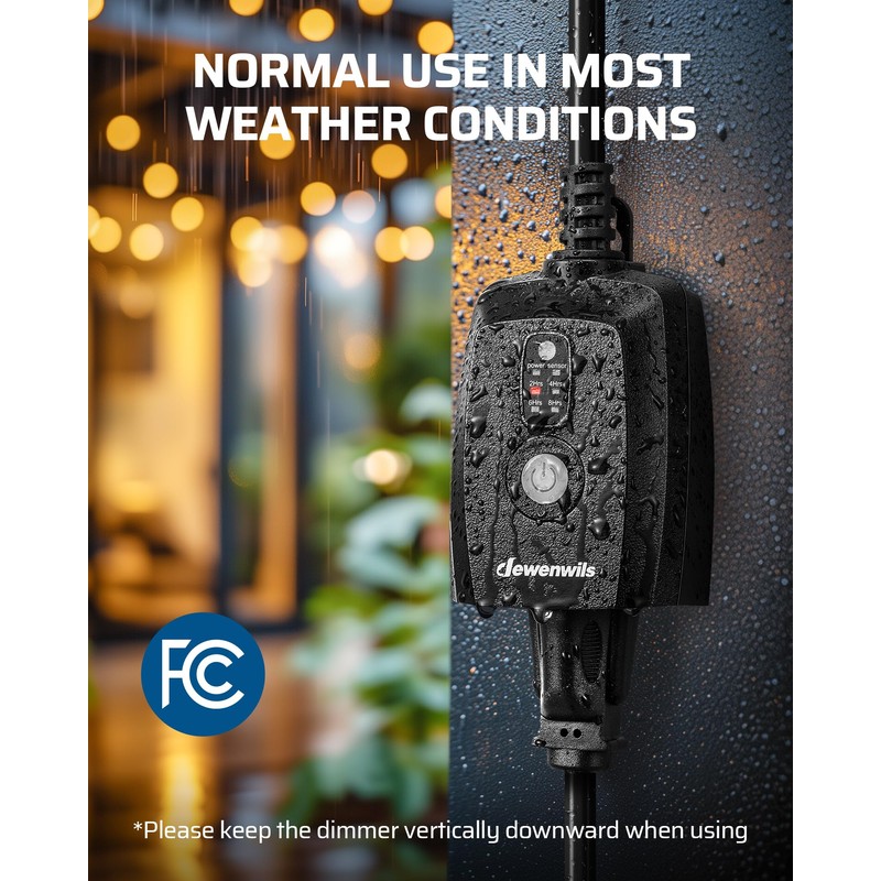 DEWENWILS Dusk to Dawn Dimmer, Wireless Remote Control, Waterproof Dimmable