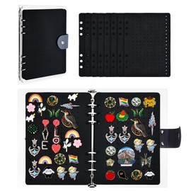 VIVOLOOM Enamel Pin Display Book with 8 Pages Portable Pin Trading Book Large Capacity Pin Collection Book for Collecting Brooches Pins and Patches (Black)