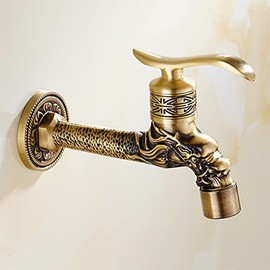 NOVOCE Washing Machine Faucet Wall Mount Cold Water Faucet Antique Outdoor Water Faucet Garden Faucet 1/2 inch Antique Brass Wall Mount Outdoor Faucet for Sink,Antique C (Color : Antique D)