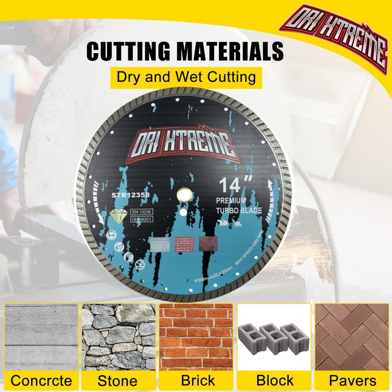 ORIXTREME 14Inch Diamond Saw Blade,Turbo Rim General Purpose Blade Dry/Wet