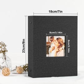 Lanpn Photo Album 10 x 15 cm 200 Pages with Pockets 2 Packs Linen Photo Album Horizontal Black 23x18x4.5cm