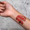 4 x 'Red Bus' Temporary Tattoos - Water Resistant, Skin-Safe,