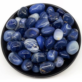 SigMntun Blue Agate Healing Crystal Stone Set - 24 Pieces, 0.6" Natural & Polished Stones for Healing, Meditation, Reiki, Chakra, Crafting & Decoration