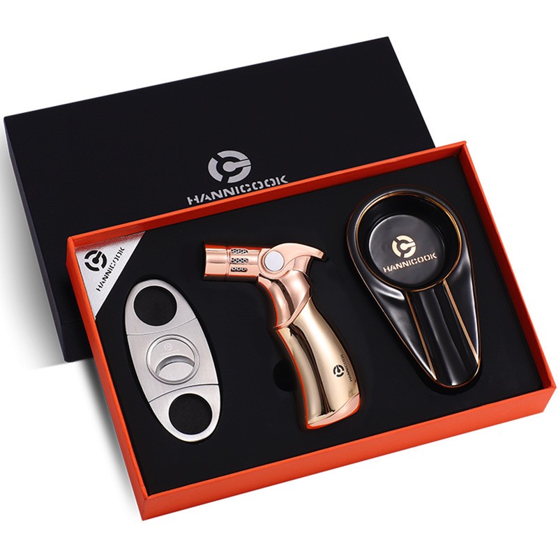 Cigar Cutter and Lighter Ashtray 3 Pieces Set Stainless Steel