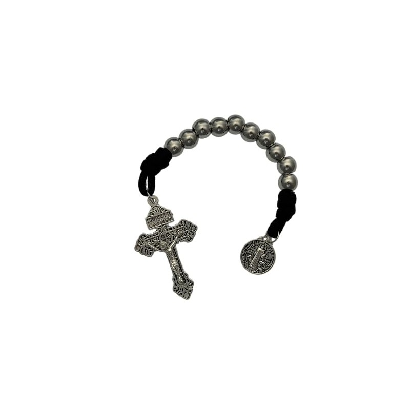 Intercession Paracord Pocket Decade Rosary (Black)