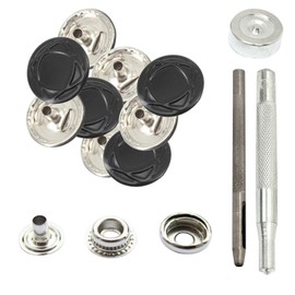 WedDecor 15mm Matt Black Snap Fasteners Kit with 3 Setting Tools, 10Pcs Metal Snap Buttons Heavy Duty Large Press Studs Tool for Leathercrafts, Sewing, DIY Crafts, Clothing & Fabric Repair