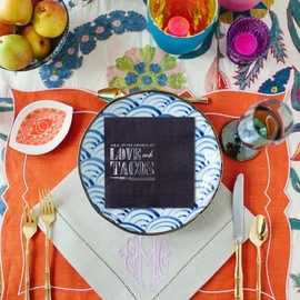 Wedding Napkins Disposable 100 PCS, Gold Foil All You Need is Love and Tacos Paper Cocktail Napkins for Wedding Dinner Party, 3-Ply, Black