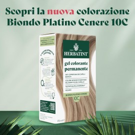 Herbatint Permanente Haarfarbe Gel 10C Platinblond Asche - 170 ml | Ammoniakfrei, 100% Abdeckung für weißes Haar | für empfindliche Haut, mit 8 natürlichen Bio-Extrakten